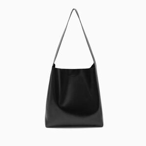 COS Slouchy Shoulder Bag in Black Leather